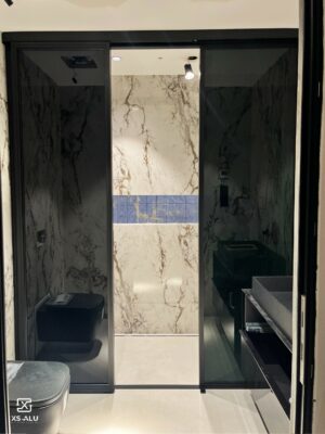 Beltéri Tolóajtó - Fix Üvegezés - Sötétszürke Üvegezés