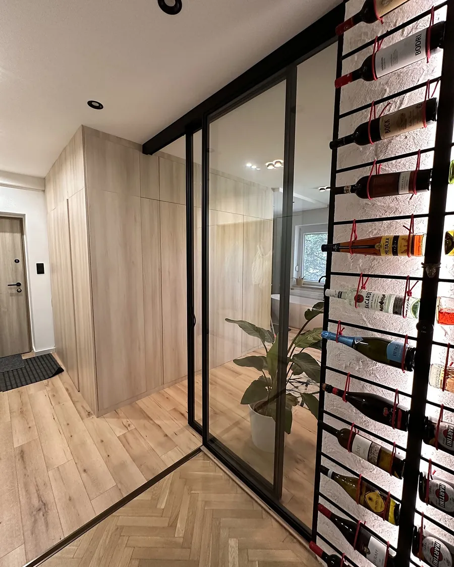 Sliding door and wine wall, Budapest